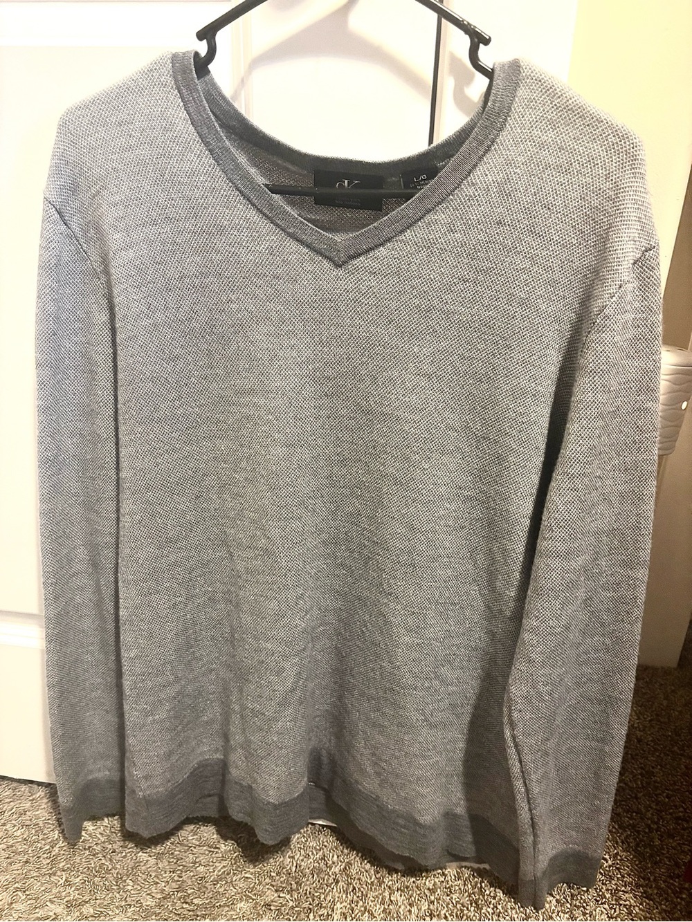 Calvin Klein Light Gray V-Neck Men's Sweater